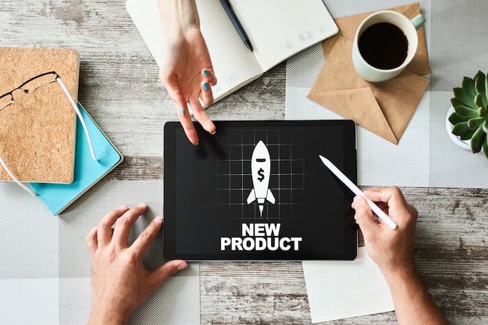 New product development concept on a tablet