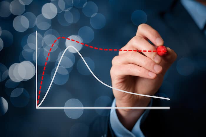 Product lifecycle management: person drawing a line graph