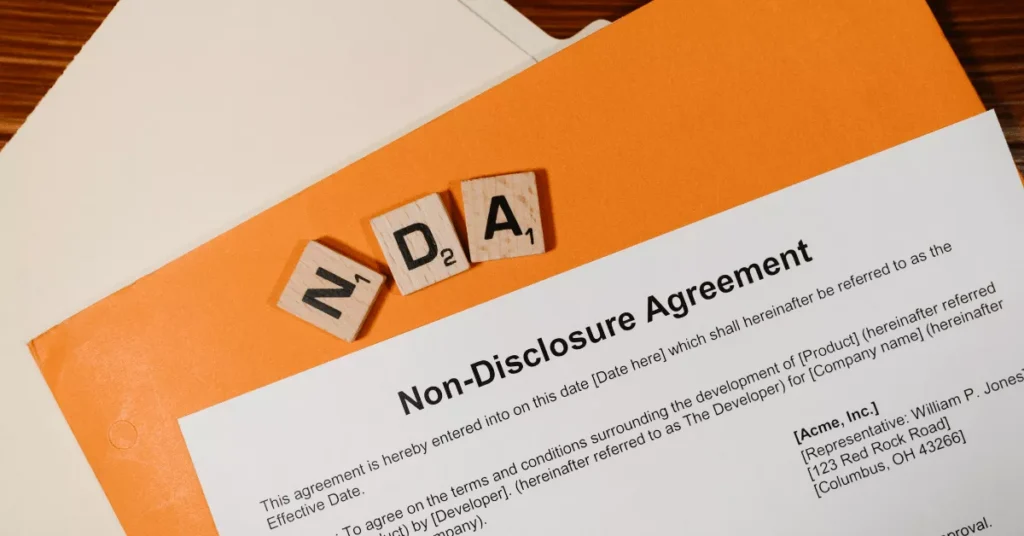 Patent vs trademark vs copyright protection example showing NDA agreement used to safeguard product ideas before filing intellectual property rights